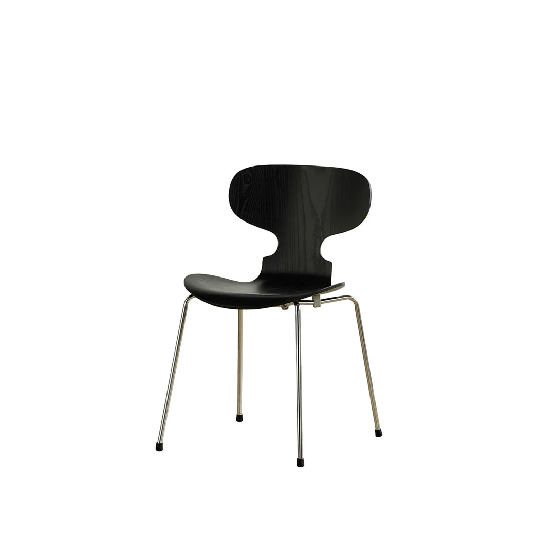 Black chair with metal legs on a white background