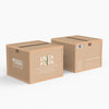 Two cardboard boxes with 'UNICA FURN' branding on a white background