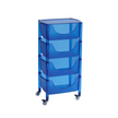 Blue three-tier rolling cart on a white background
