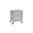 Clear plastic cart with wheels on a white background