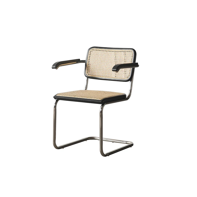 Chair with woven backrest and seat on a white background