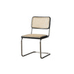 Chair with metal frame and woven seat on a white background