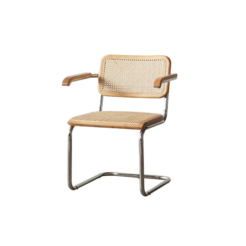 Chair with woven backrest and seat on a white background