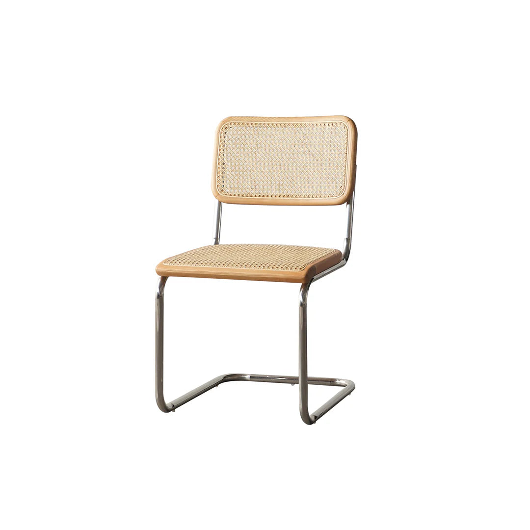 Chair with woven seat and backrest on a white background