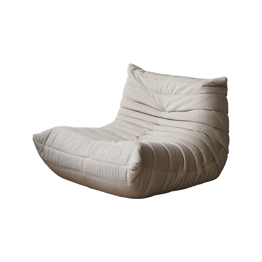 Beige bean bag chair on a white background