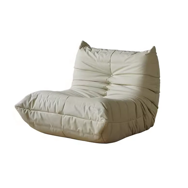 Beige bean bag chair on a white background