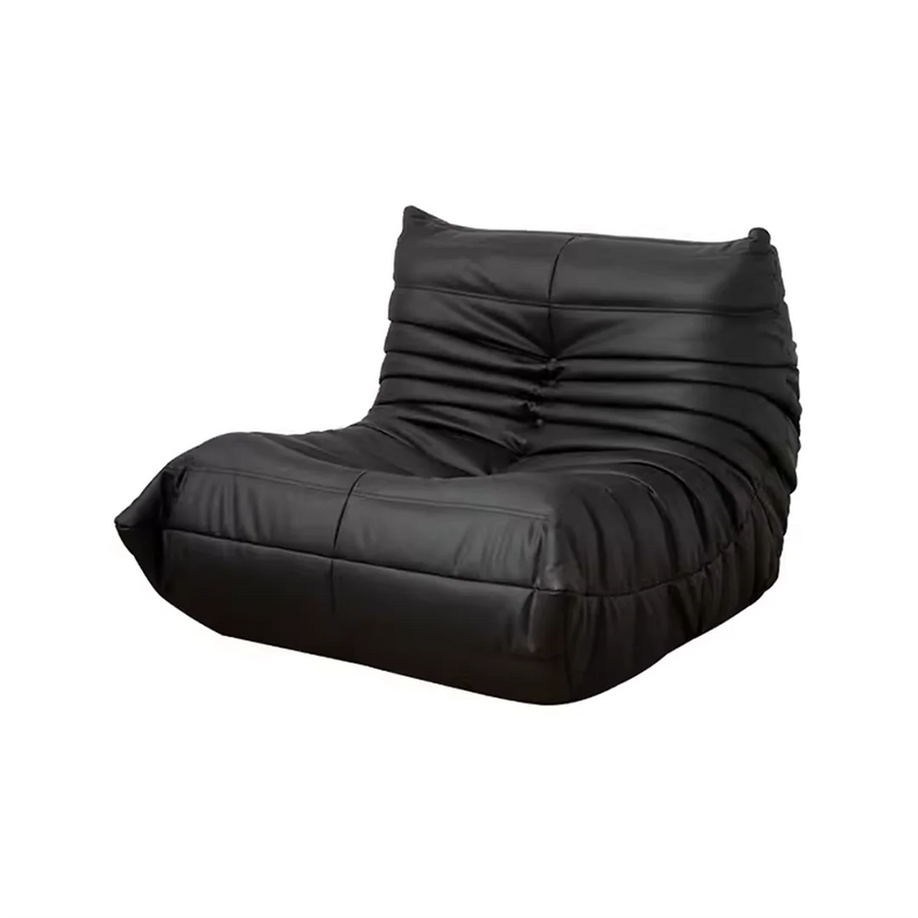 Black bean bag chair on a white background