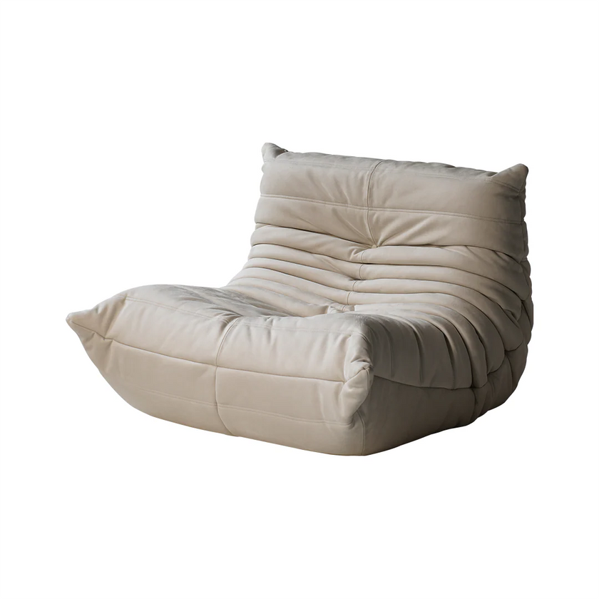 Beige bean bag chair on a white background