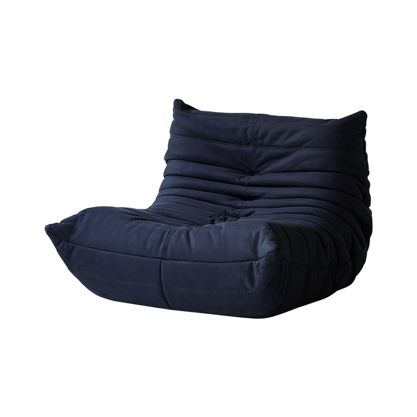 Black bean bag chair on a white background