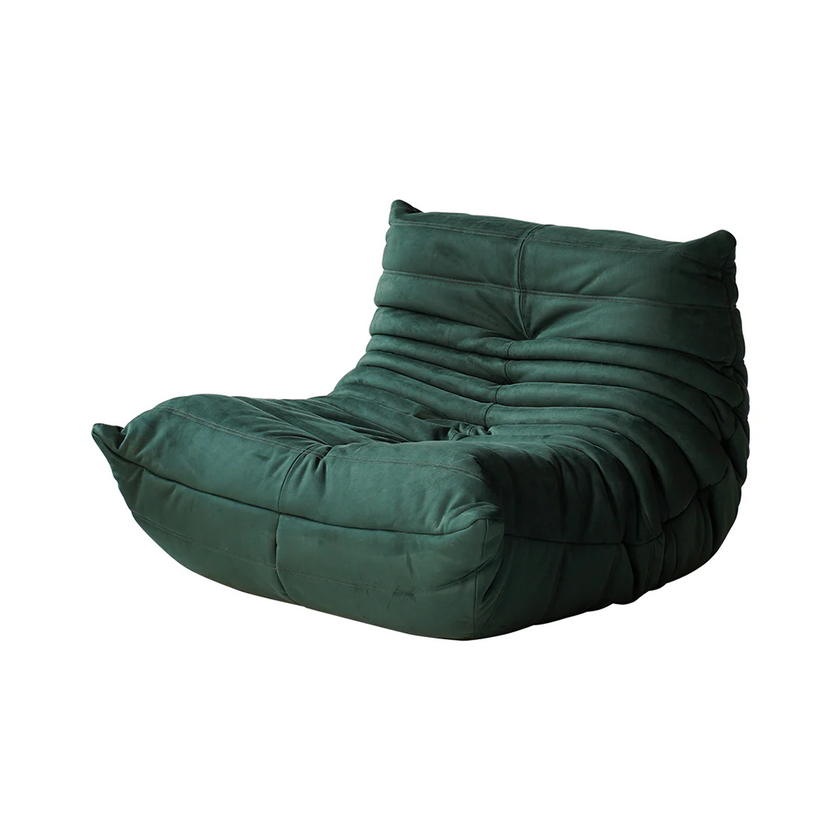 Green bean bag chair on a white background