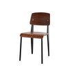 Wooden chair with black legs on a white background