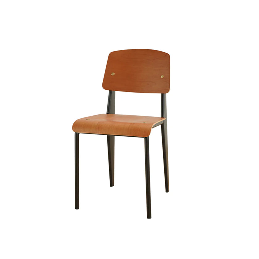 Brown chair with wooden backrest on a white background