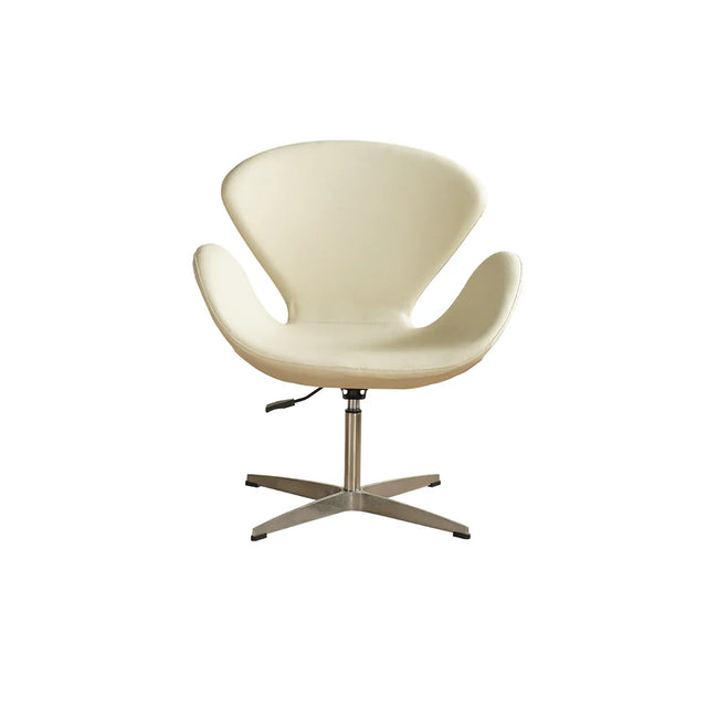 Cream-colored chair with a metal base on a white background