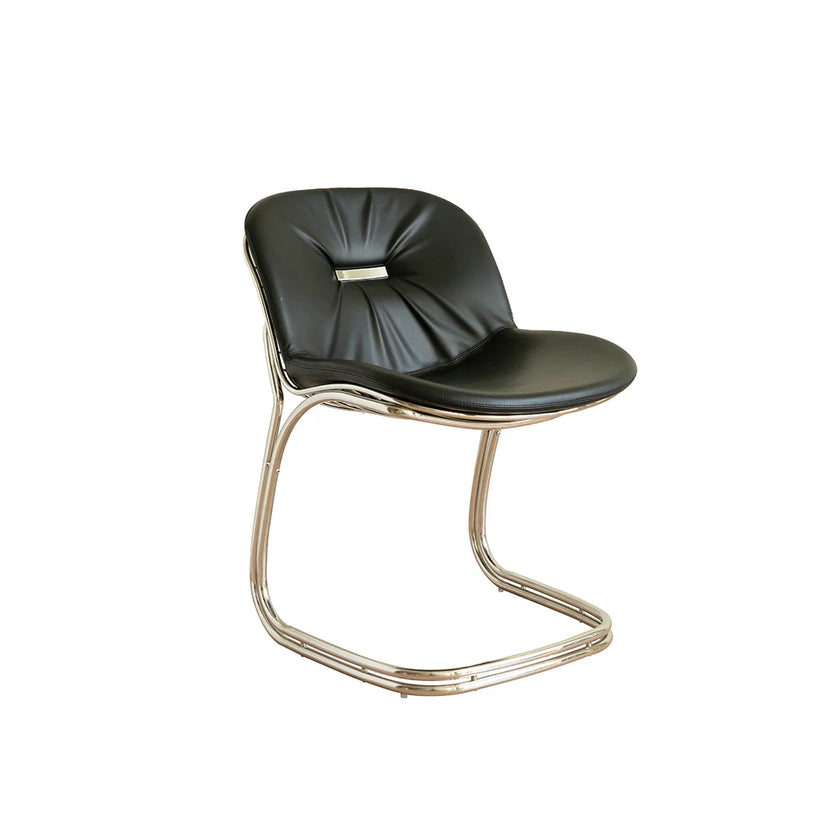 Black chair with a metallic frame on a white background