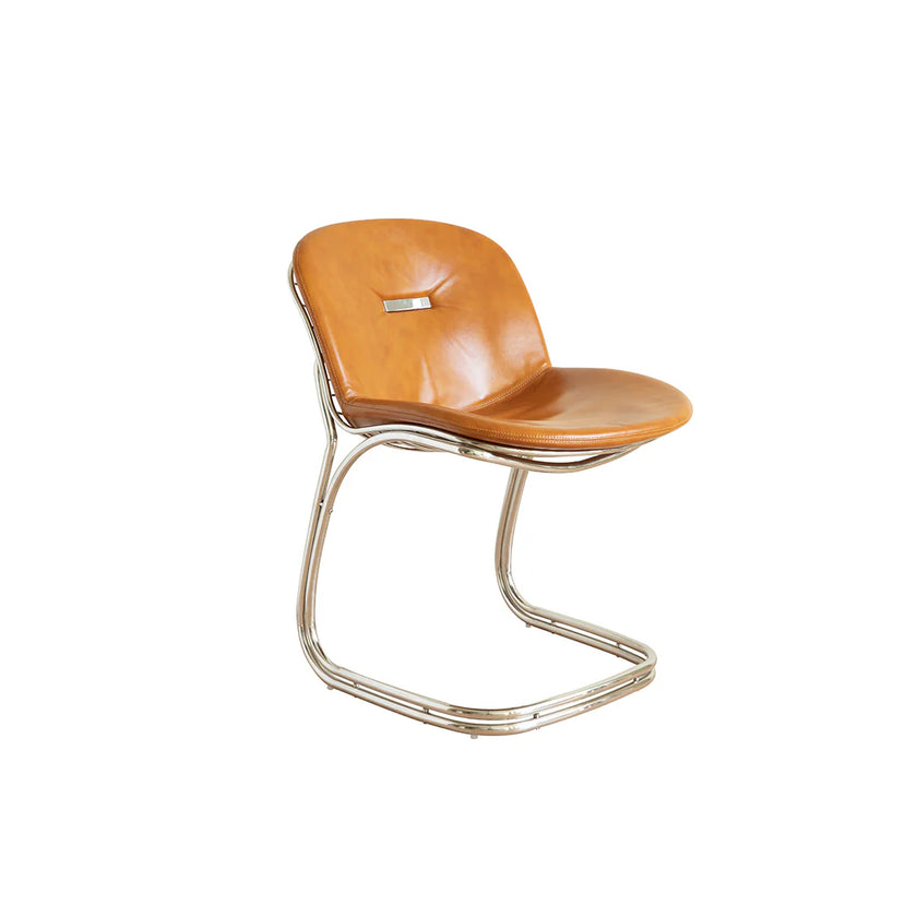 Wooden chair with metal frame on a white background