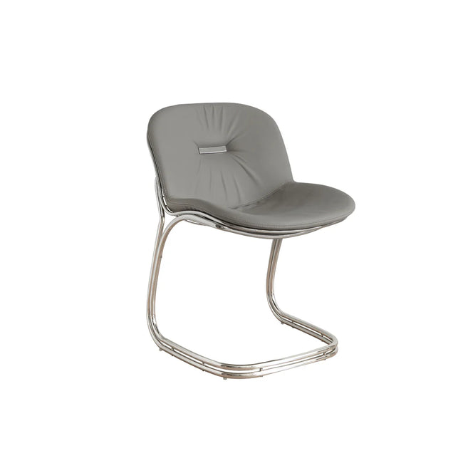 Gray chair with a metal frame on a white background