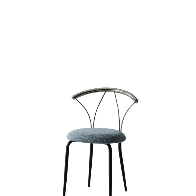 Modern chair with a metal frame and upholstered seat on a white background