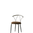 Chair with brown cushioned seat and metal frame on a white background