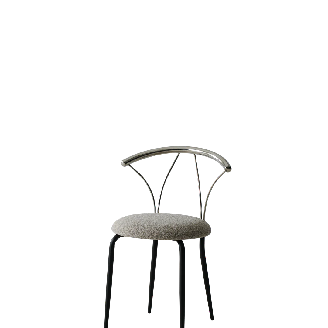Modern chair with metal frame and cushioned seat on a white background
