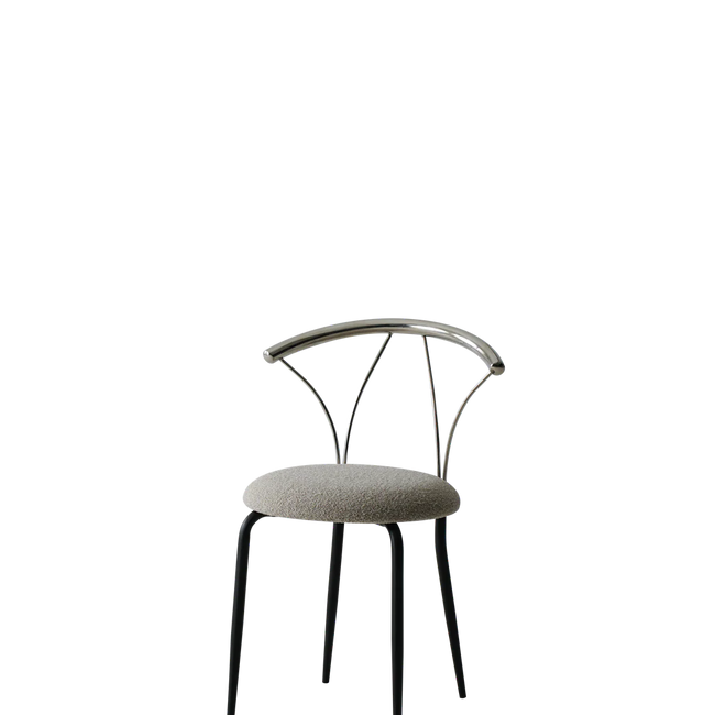 Modern chair with metal frame and cushioned seat on a white background