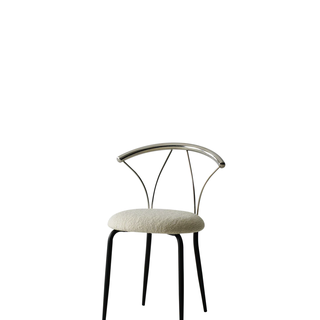 Modern chair with metal frame and cushioned seat on a white background