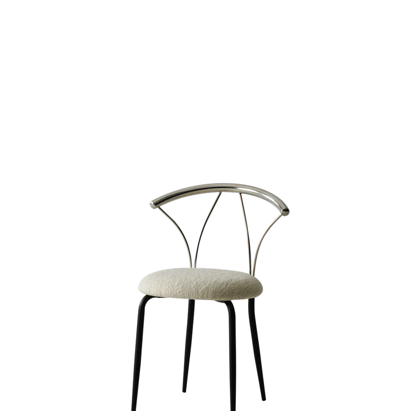 Modern chair with metal frame and cushioned seat on a white background