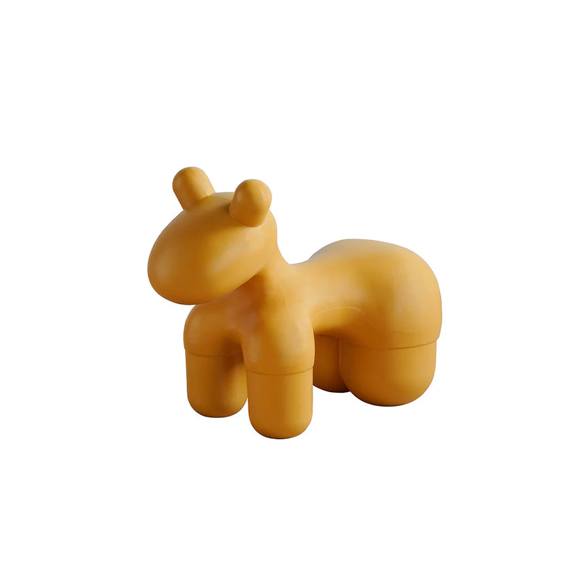 Yellow horse-shaped container on a white background