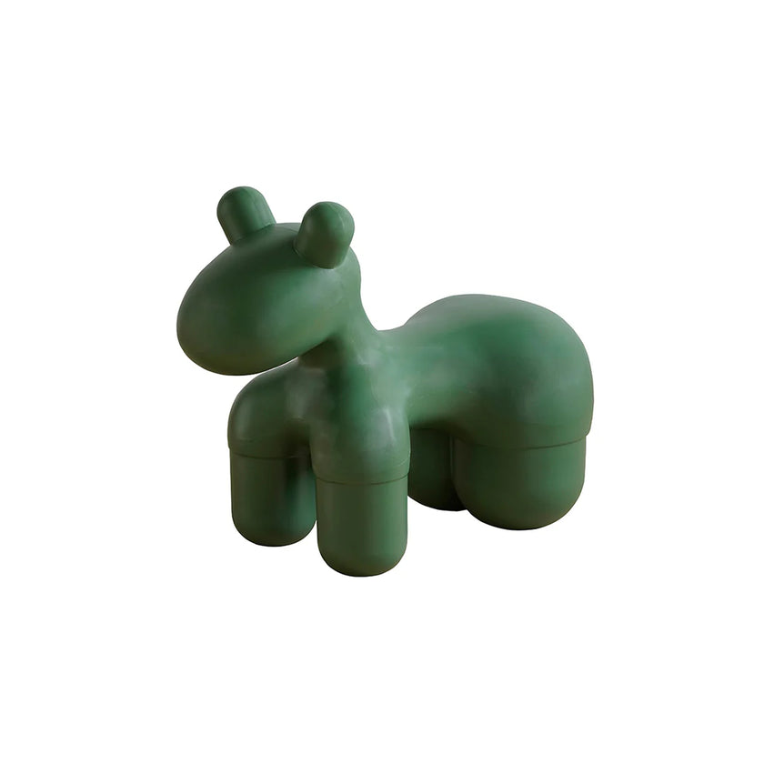 Green horse-shaped container on a white background