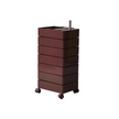 Brown metal cart with multiple drawers on a white background