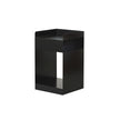 Black metal side table on a white background