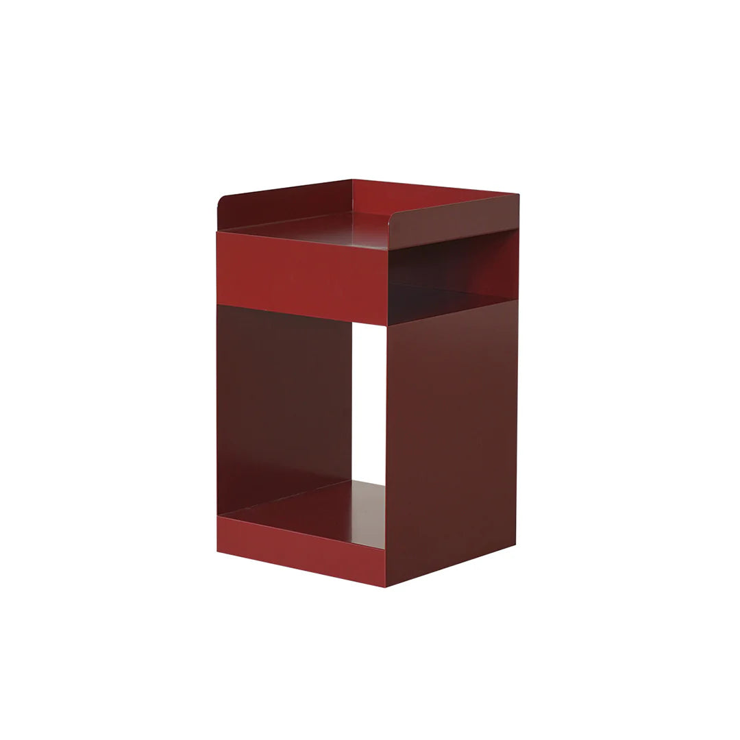 Red side table on a white background