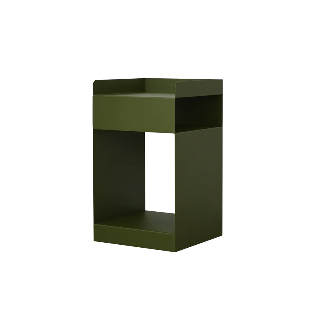 Green side table on a white background