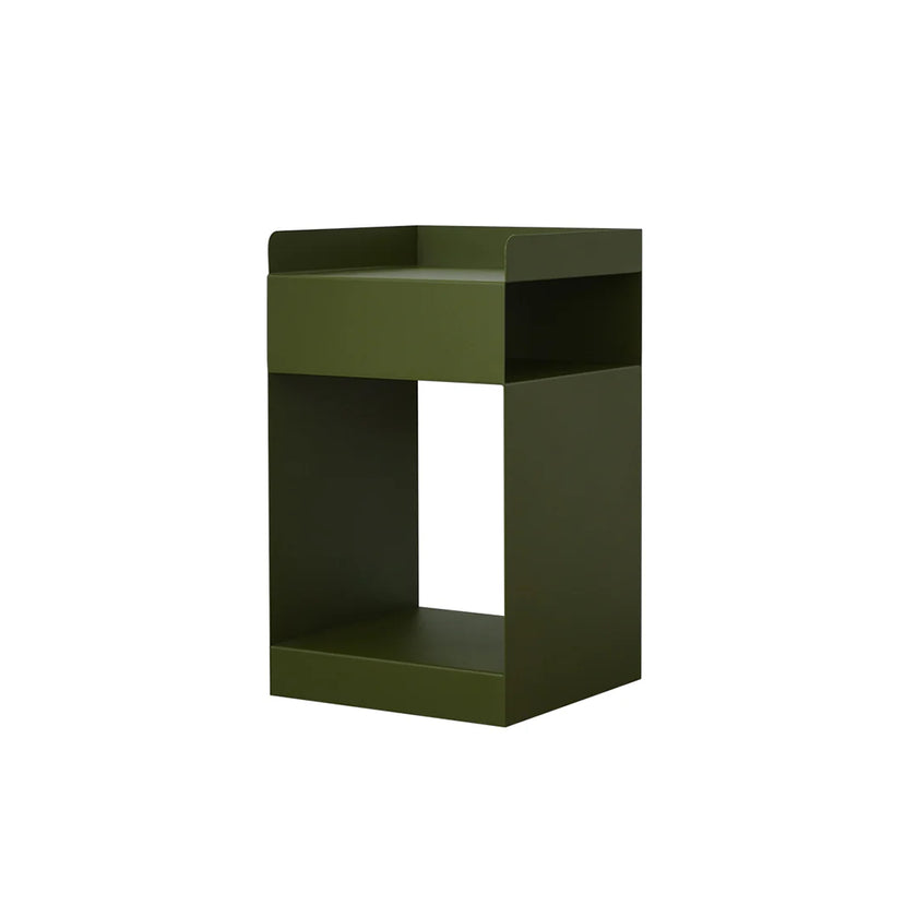 Green side table on a white background