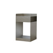 Metallic side table on a white background