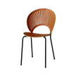 Wooden chair with black metal legs on a white background