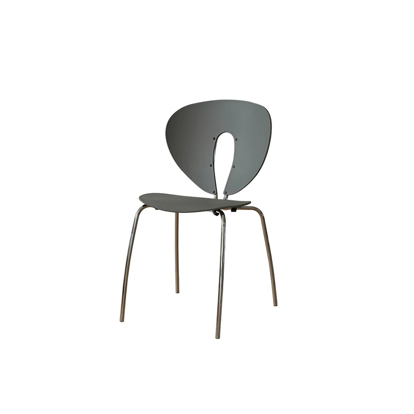 Modern chair with a unique back design on a white background