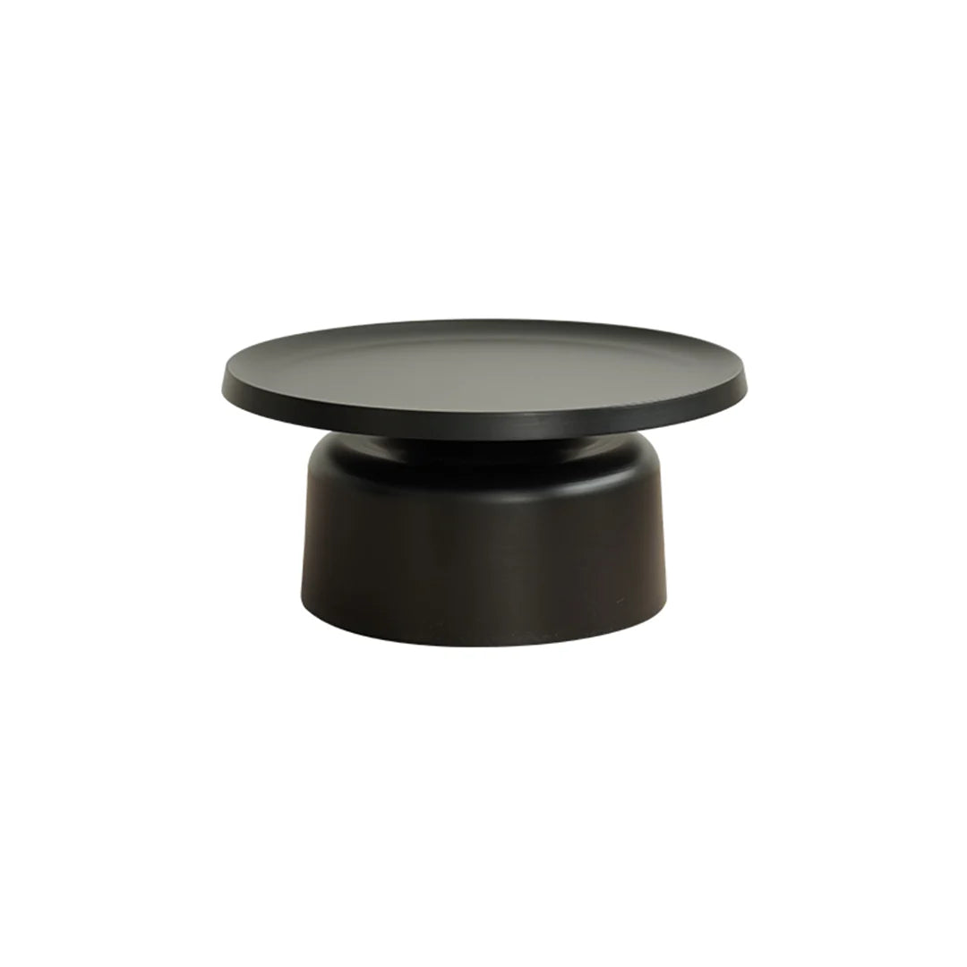 Black round table on a white background