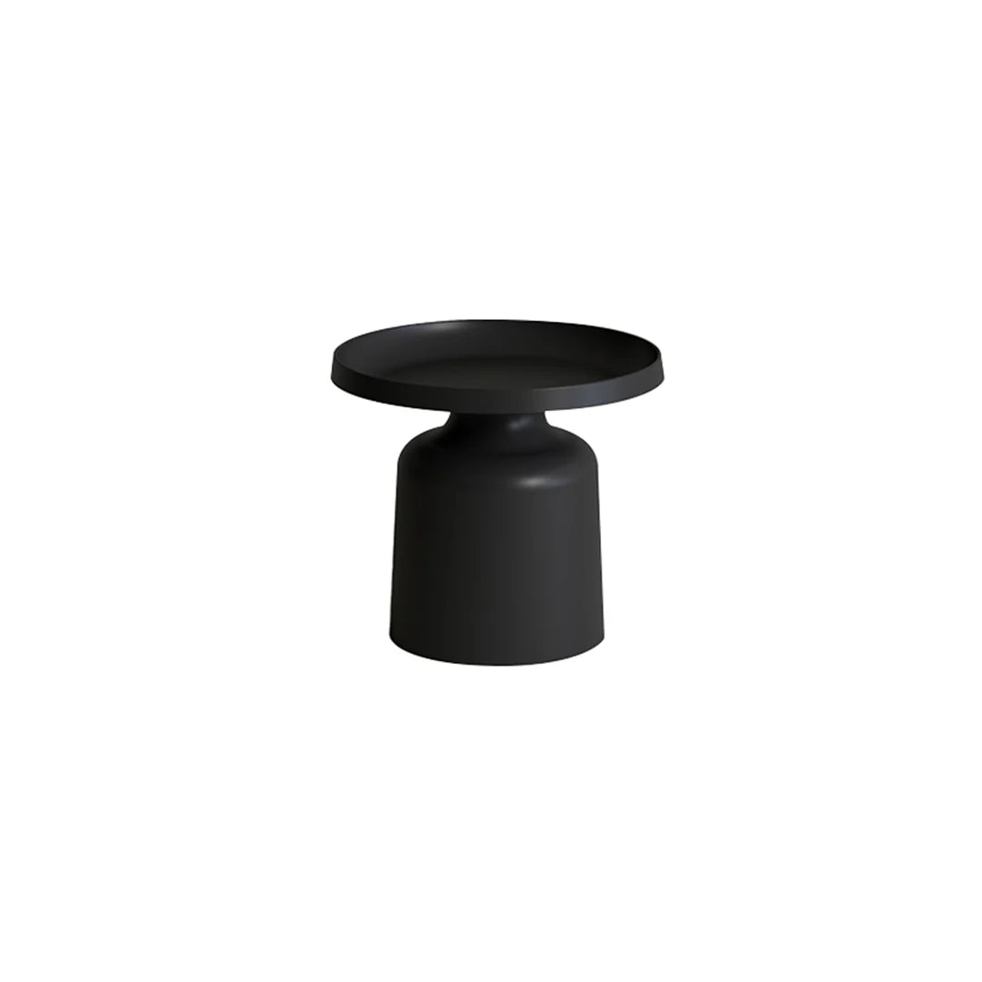 Black side table on a white background