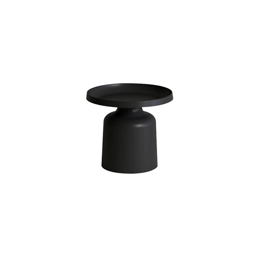 Black side table on a white background