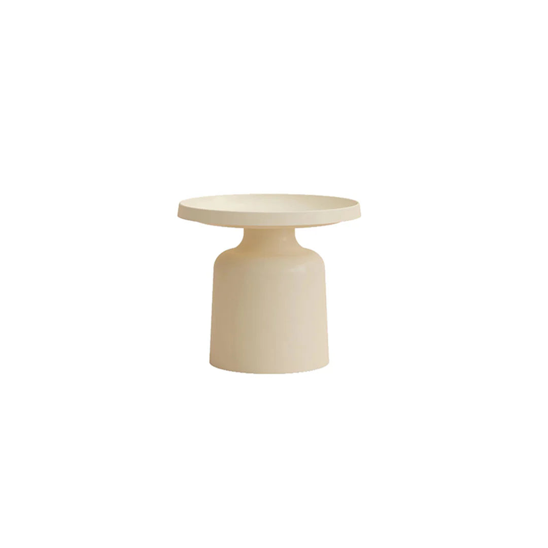 Beige side table on a white background