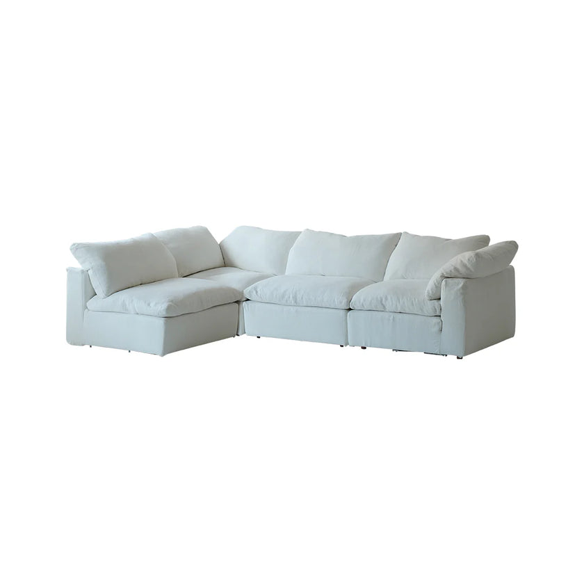 White sectional sofa on a white background