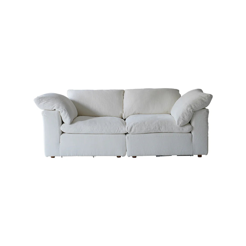 White sofa with two cushions on a white background