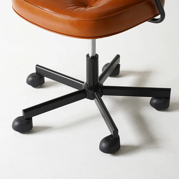 Brown office chair with black metal base on a white background