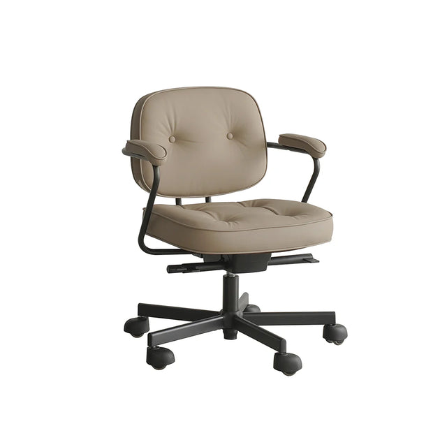 Beige office chair with armrests on a white background