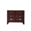 Brown dresser with six drawers on a white background