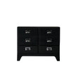 Black dresser with silver handles on a white background