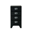 Black dresser with four drawers on a white background