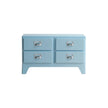Light blue dresser with four drawers on a white background