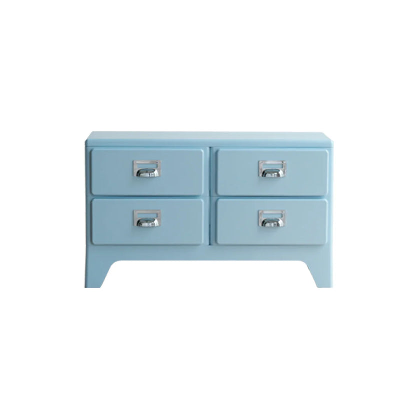 Light blue dresser with four drawers on a white background