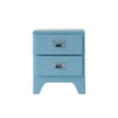 Blue nightstand with two drawers on a white background